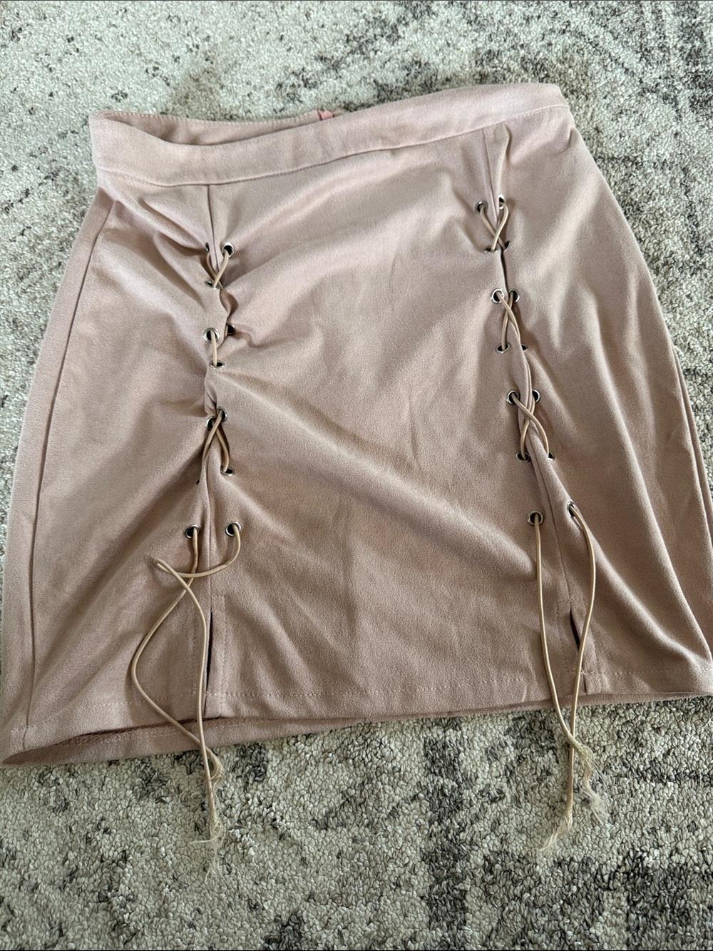 Women’s Blush Lace-Up Mini Skirt